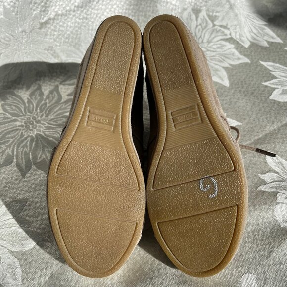 TOMS Suede Leather Wedge Booties Lace Up Boots Shoes 6.5 - Picture 13 of 16